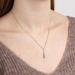 Drop Chain Silver Pendant With Clear Crystal