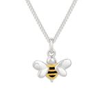 Bee Silver Necklace with Diamond & Enamel