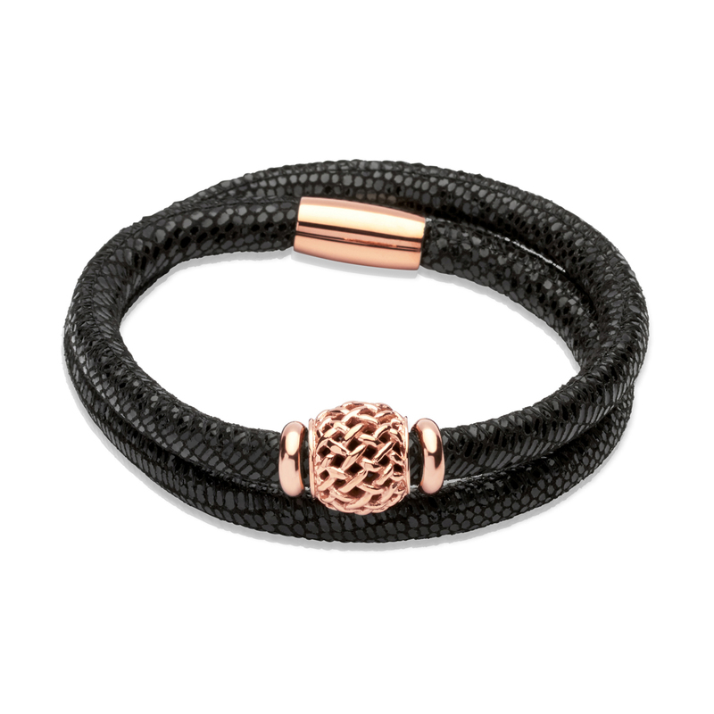 Unique & Co Black Lizard Pattern Leather Bracelet