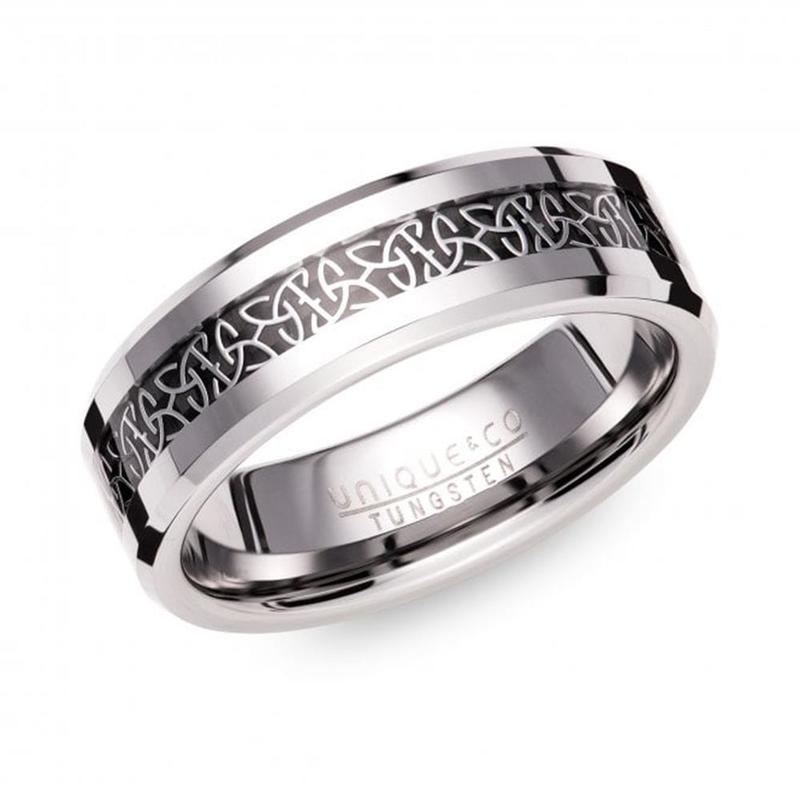 Celtic Carbon Fibre Tungsten 7mm Ring