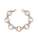 Open Circle Link Silver & Rose Gold Plate Bracelet