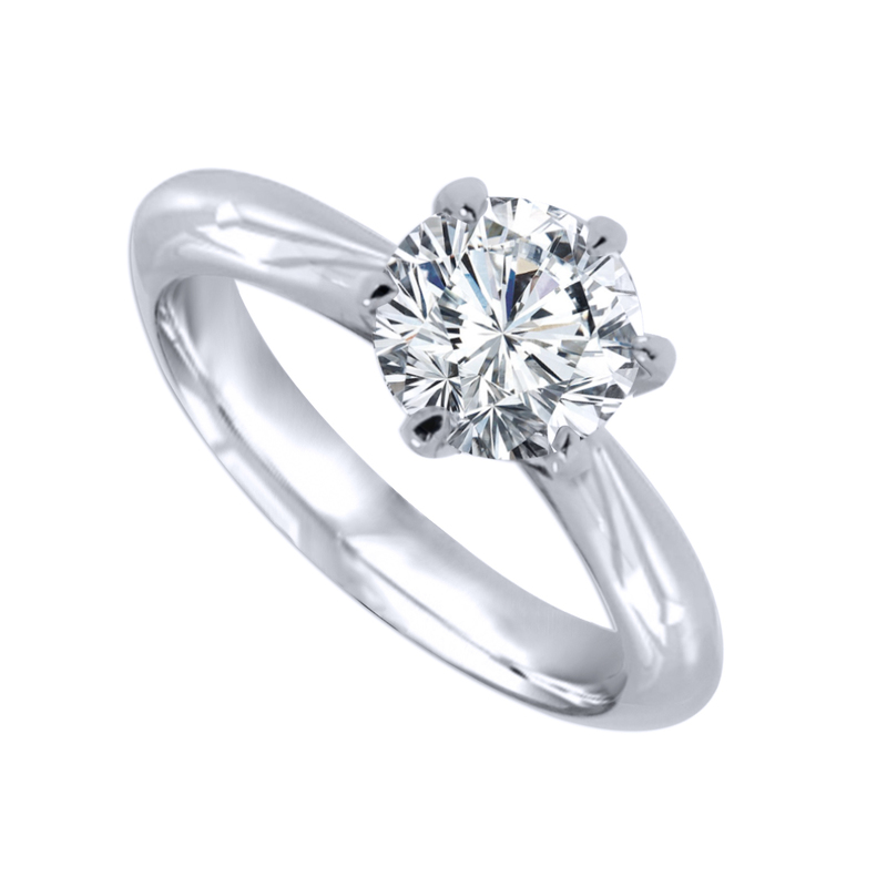 CERT 1.58ct Platinum Solitaire Diamond Ring