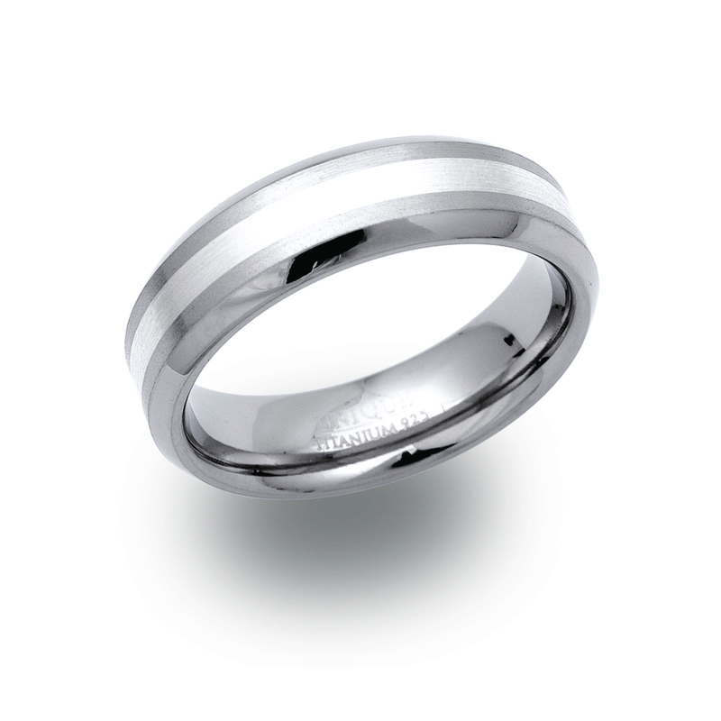 6.5mm Titanium Ring with Silver Inlay