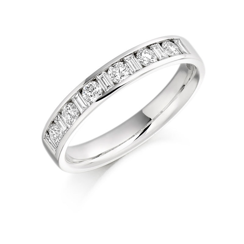CERT 0.51ct Diamond Mixed Cut Half Eternity Ring