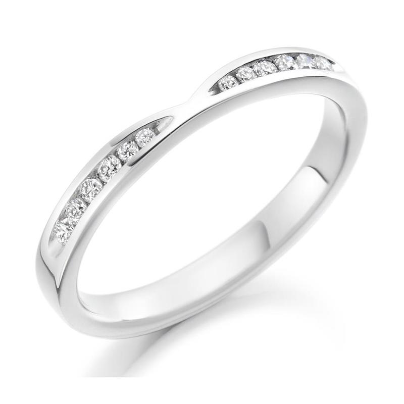 0.18ct Curved Diamond Platinum Half Eternity Ring