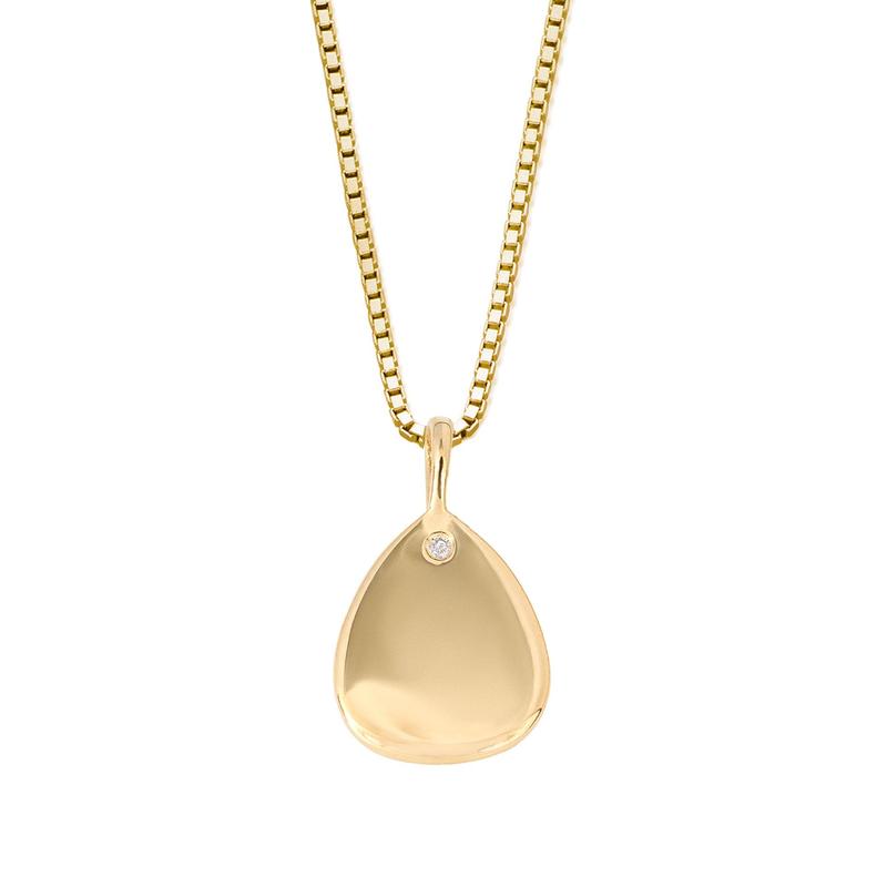 Engravable Droplet Tag Pendant Yellow Gold Plate