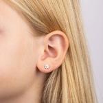 White Enamel Daisy Stud Earrings with Diamonds