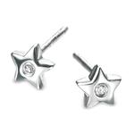 Star Silver Stud Earrings with Diamond