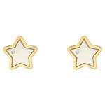Silver Star Studs with Diamond & Gold Plate