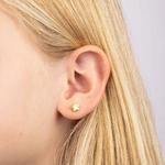 Silver Star Studs with Diamond & Gold Plate