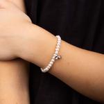 Shell Pearl & Bow Charm Bracelet with Diamond