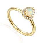 Pear Shaped Opal & Diamond Cluster Ring