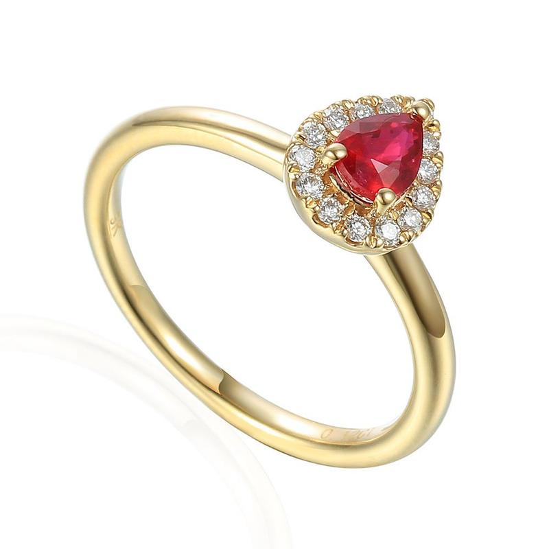 Pear Shaped Ruby & Diamond Cluster Ring
