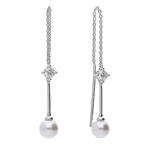 Pull Through Chain Drop Earrings With Shell Pearl