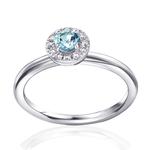Round Halo Aquamarine & Diamond Cluster Ring