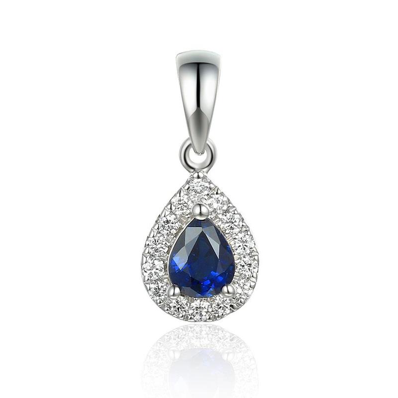 Pear Shaped Sapphire & Diamond Cluster Pendant