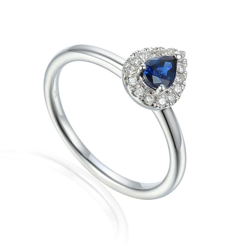 Pear Shaped Sapphire & Diamond Cluster Ring