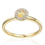 Round Halo Opal & Diamond Cluster Ring