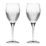 Set of Two Tiara Large Crystal Wine Glasses