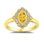 Citrine & 0.15ct Diamond Cluster 9ct Gold Ring