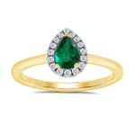 Pear Shape Emerald & Diamond Cluster 9ct Ring