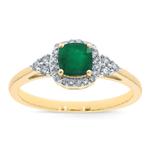 Emerald & Diamond Cluster 9ct Yellow Gold Ring