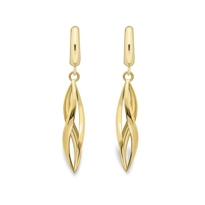 Twisted Spiral 9ct Yellow Gold Drop Earrings