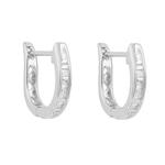 Baguette Cut Diamond 9ct White Gold Hoop Earrings