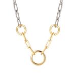 Open Circle Chain Link Silver Necklace Gold Plate