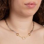 Open Circle Chain Link Silver Necklace Gold Plate