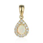 Pear Shaped Opal & Diamond Cluster Pendant