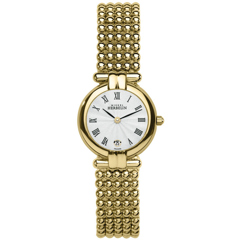 Women's 18ct Gold Plated Perle Bracelet Watch