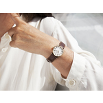Ladies Classic White Arabic Dial Black Strap Watch