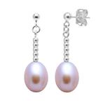Silver Pink Teardrop Cultured Pearl Drop Earrings