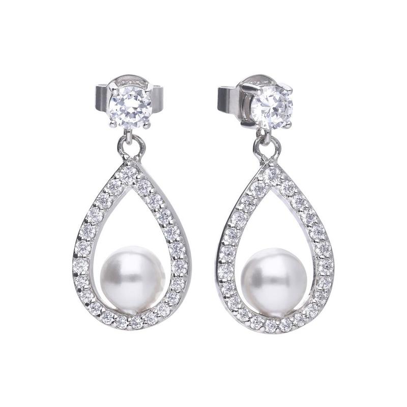 Teardrop Shape Drop Earrings With Shell Pearls