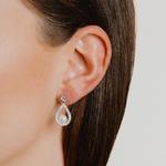 Teardrop Shape Drop Earrings With Shell Pearls