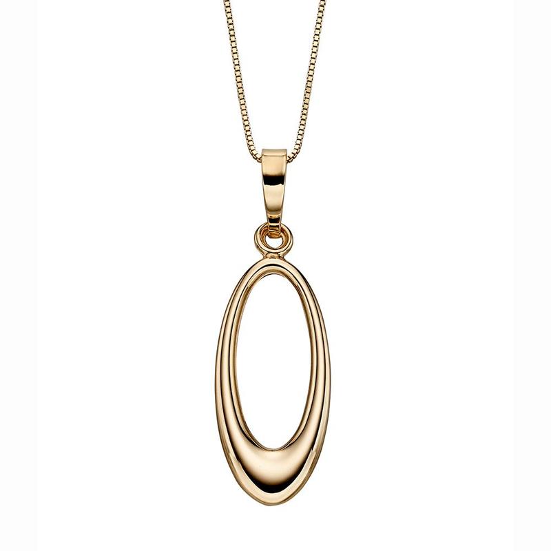 9ct Yellow Gold Open Oval Pendant