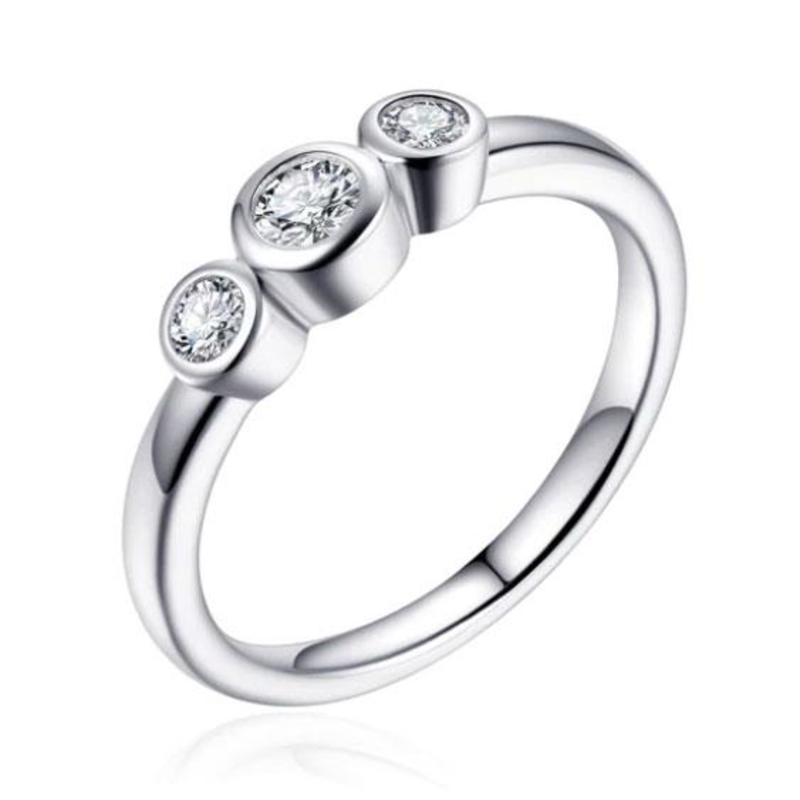 Trilogy Ring Cubic Zirconia & Sterling Silver