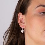 Flower Drop Cubic Zirconia & Silver Earrings