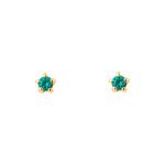 Green Cubic Zirconia Gold Plated Stud Earrings