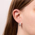 Textured Ridge Design Hoop Earrings Silver