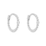 Beaded Silver & Cubic Zirconia Hoop Earrings