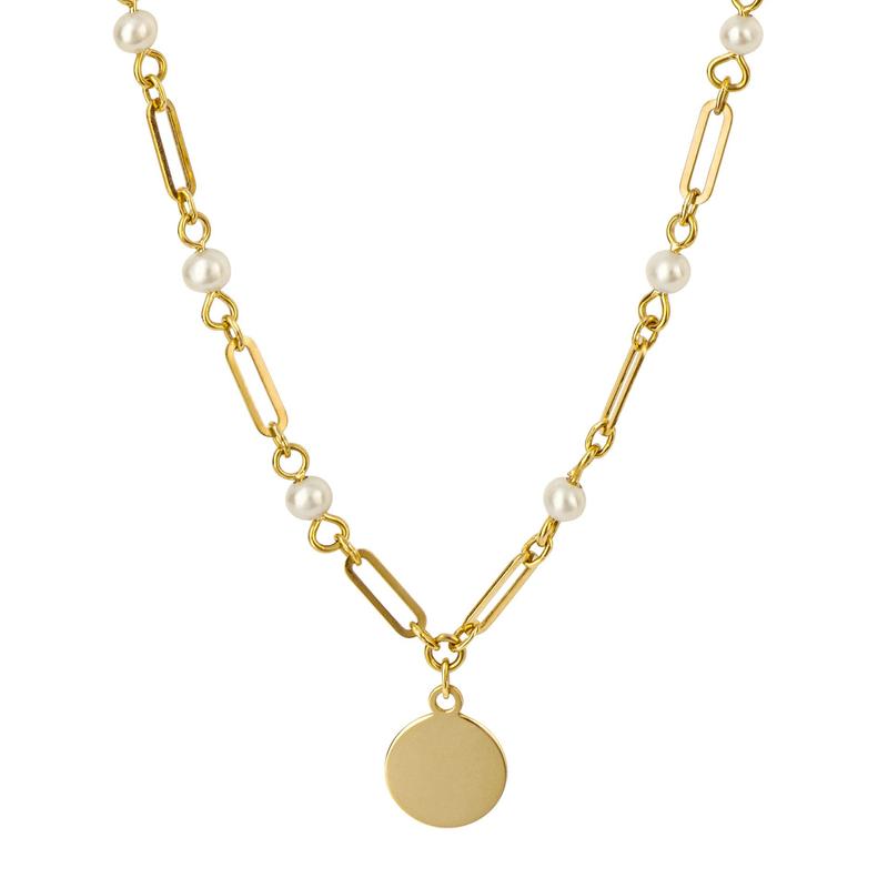 Freshwater Pearl 9ct Yellow Gold Station Necklace