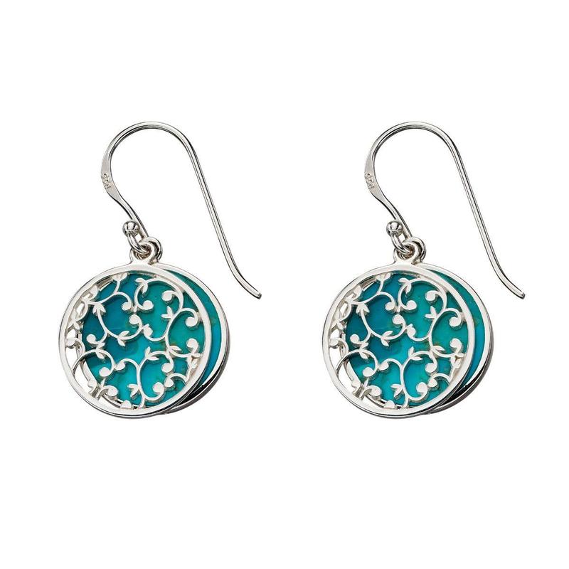 Turquoise Two Piece Drop Silver Earrings
