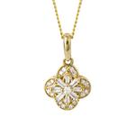 Flower Pendant With Diamond In 9ct Yellow Gold