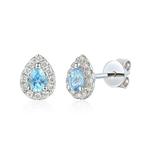 Pear Shape Aquamarine & Diamond Stud Earrings