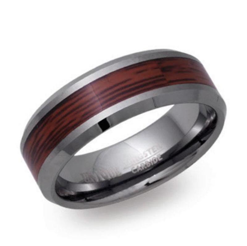 8mm Tungsten Ring with Wood Inlay