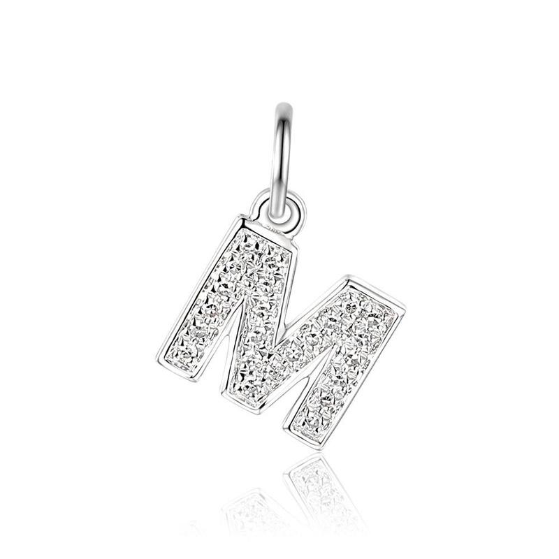 'M' Initial Charm Diamond & 9ct White Gold