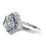 Octagonal Cluster Sapphire & Diamond Platinum Ring