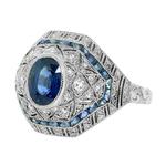 Octagonal Cluster Sapphire & Diamond Platinum Ring